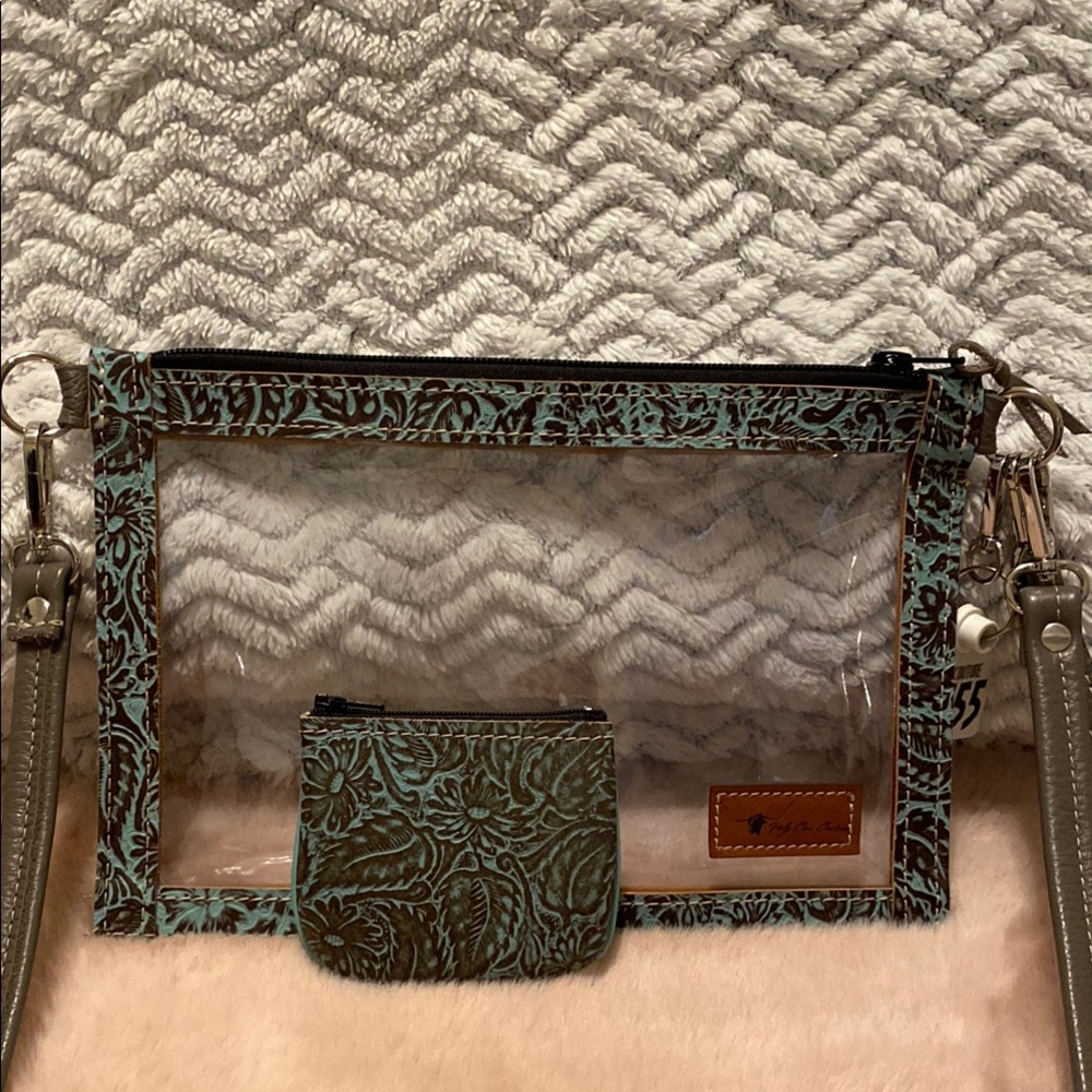 Holy Cow Couture Stadium Ranch Hand. Clear and Brown Patterned Women's Bag